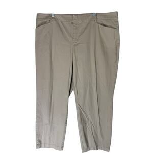 Lord & Taylor Woman Beige Kelly Ankle High Waist Cotton Trouser Pants Size 20W